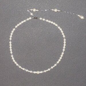 Faux Pearl Bridal necklace with back drop - 15" necklace w/ 7" back drop NWOT